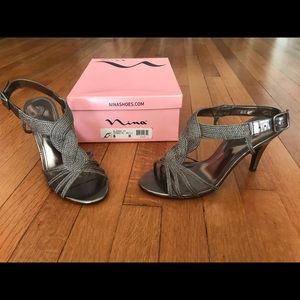 Metallic Grey Dress Sandals by Nina Shoes size 8